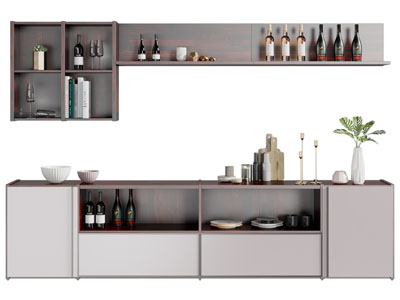 现代整体橱柜 开放式吊柜