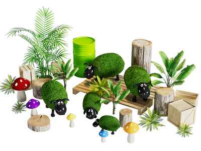 现代卡通羊景观灌木美陈 户外装置