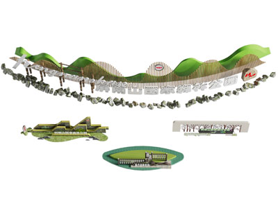 新中式景观指示牌 景观背景墙