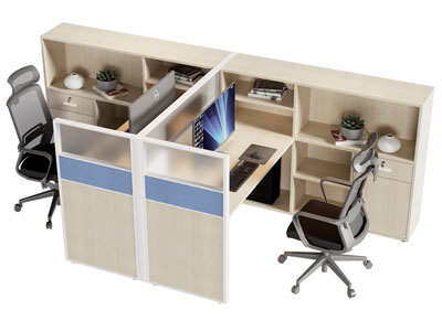 现代带书柜的办公桌椅组合