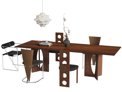 现代中古风餐桌椅组合