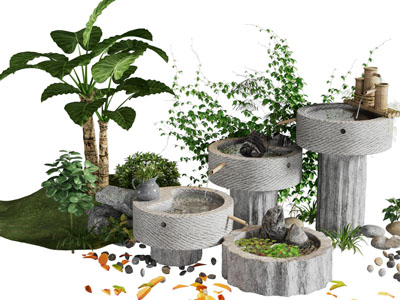 新中式水景 植物景观园艺小品