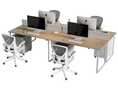 现代四人位办公桌椅组合