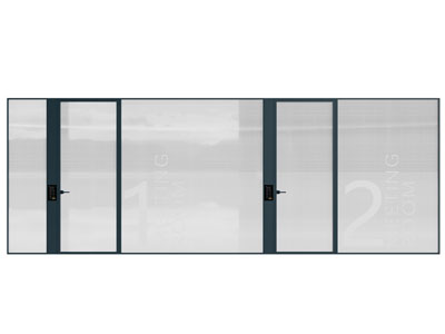 现代办公玻璃隔断 密码锁平开门