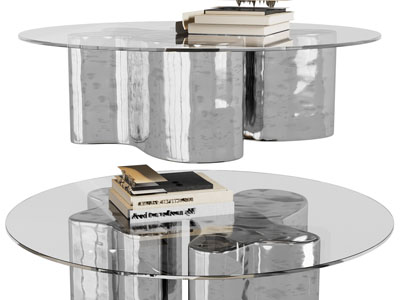 现代圆形玻璃茶几