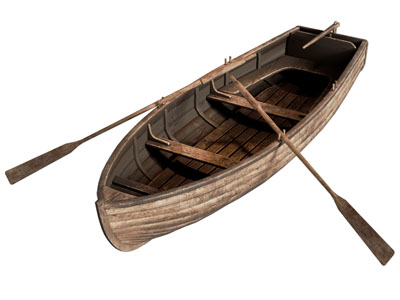 现代木船 小木舟 船桨