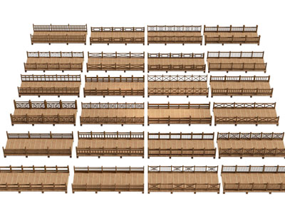 新中式实木桥 连廊 景观栈道桥3d模型 新中式实木桥 连廊 景观栈道桥