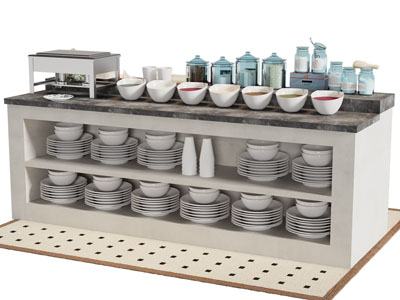 现代火锅店调料台 自助取餐台