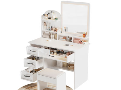 现代拉开抽屉门的化妆 梳妆台