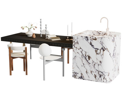 法式水吧台餐桌椅组合