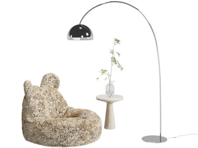 现代毛绒懒人沙发 落地灯