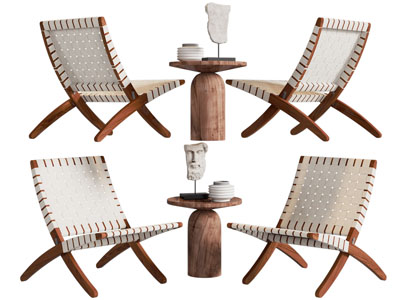 现代休闲椅子 边几