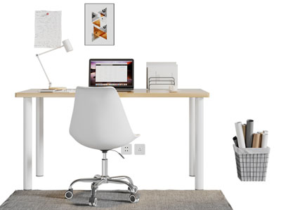现代书桌椅组合3d模型 现代书桌椅组合