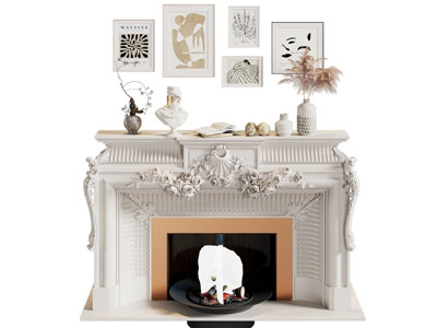 欧式雕花壁炉火炉 挂画