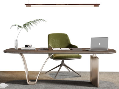 现代书桌椅组合3d模型 现代书桌椅组合