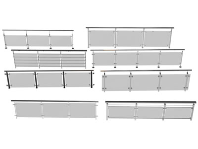 现代玻璃栏杆 护栏 围栏