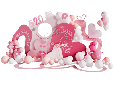 现代情人节告白日美陈 户外装置 演绎舞台