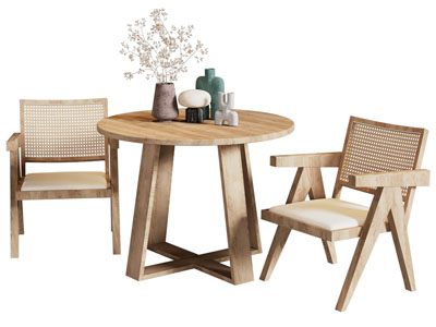 北欧原木休闲椅子 边几