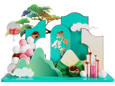 新中式端午节美陈 户外装置