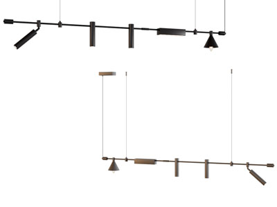 现代金属杆上的可转向灯头的吊灯