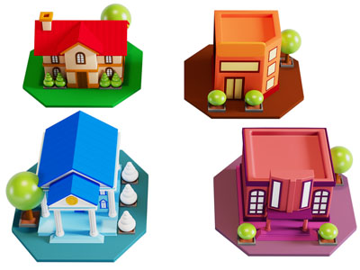 现代卡通建筑 住宅 别墅