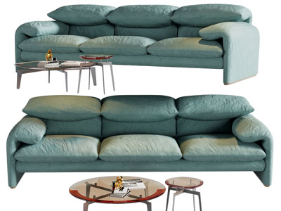 现代布艺多人沙发 茶几组合3d模型 现代布艺多人沙发 茶几组合