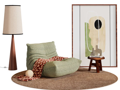 现代懒人沙发 落地灯 地画