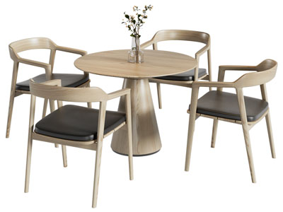 新中式实木休闲餐桌椅组合