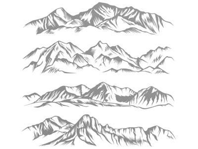 新中式山脉剪影 剪纸 墙贴 墙饰