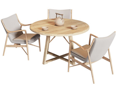 新中式圆形休闲餐桌椅组合