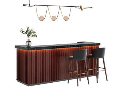 现代吧台吧椅 吊灯
