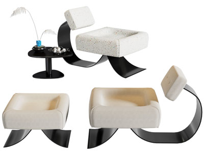 现代休闲椅子 脚踏