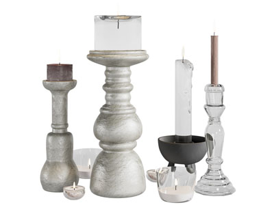 现代玻璃烛台 蜡烛 摆件组合