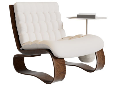 现代休闲椅子 边几