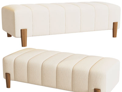 现代奶油风长方形沙发凳子