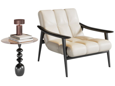 现代休闲椅子 边几