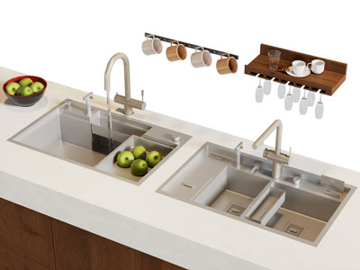 现代洗菜盆 杯架