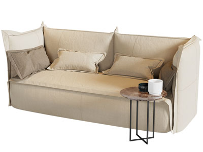 现代多人沙发 边几3d模型 现代多人沙发 边几