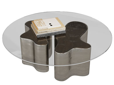 现代玻璃圆形茶几3d模型 现代玻璃圆形茶几