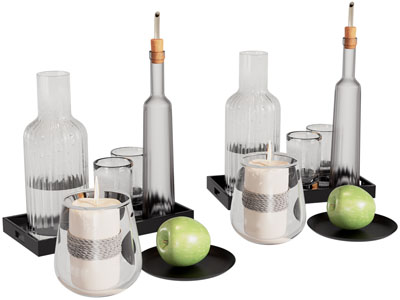 现代玻璃茶壶 杯子 蜡烛 茶具杯子摆件组合