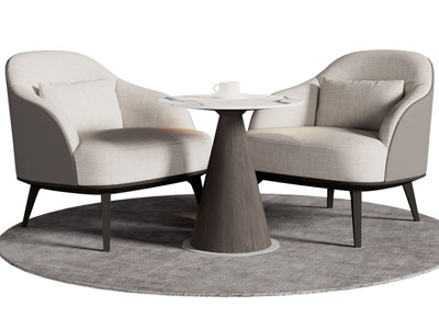 现代单人沙发 边几