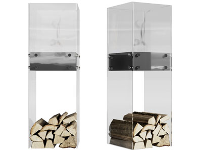 现代玻璃收纳柜木材 壁炉火炉