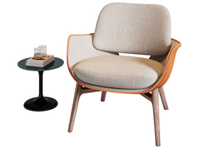 现代休闲椅子 边几