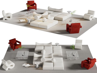 现代拼接多人沙发 休闲椅子和茶几组合