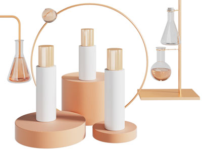 现代护肤品 化妆品摆件组合 展台