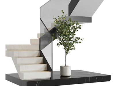 现代玻璃扶手旋转楼梯3d模型 现代玻璃扶手旋转楼梯