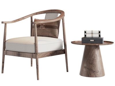 新中式圈椅 扶手椅子 边几