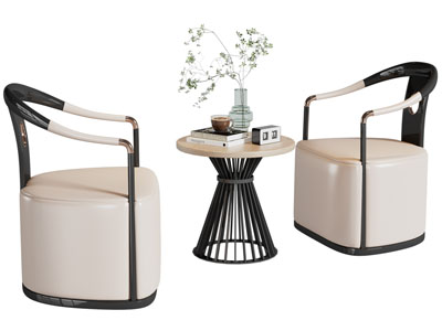 新中式单人沙发 边几