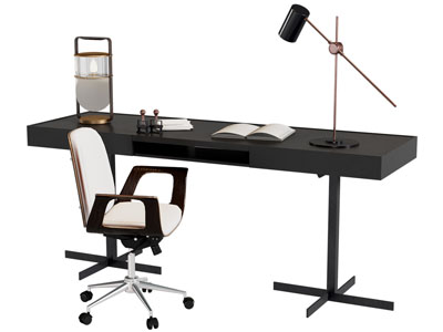 现代书桌椅组合3d模型 现代书桌椅组合