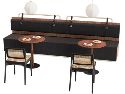 现代饭店中古风卡座餐桌椅组合